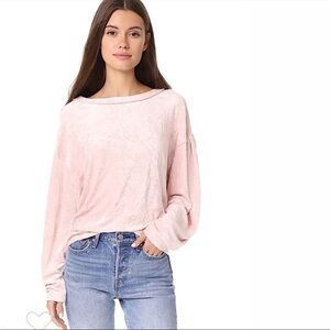 The We The Free Milan Blush Pink Crush Velvet Top Size Small